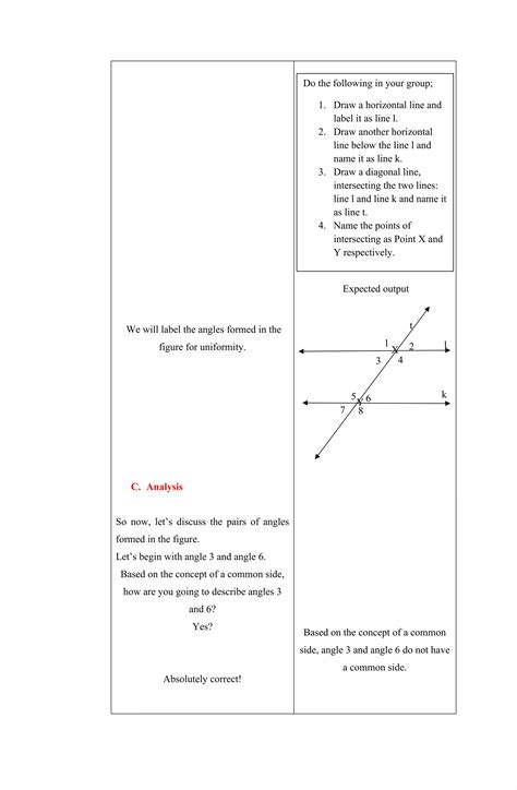 5As Lesson Plan on Pairs of Angles Formed by .